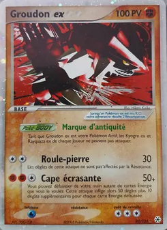 Carte Groudon ex de l'extension EX Légendes Oubliées, numéro 93/101