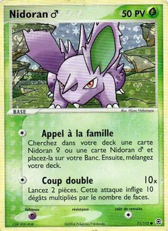 Carte Nidoran ♂ de l'extension EX Rouge Feu & Vert Feuille, numéro 71/112