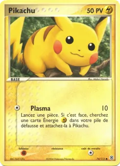 Carte Pikachu de l'extension EX Rouge Feu & Vert Feuille, numéro 74/112