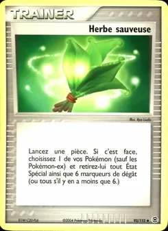 Carte Herbe sauveuse de l'extension EX Rouge Feu & Vert Feuille, numéro 93/112