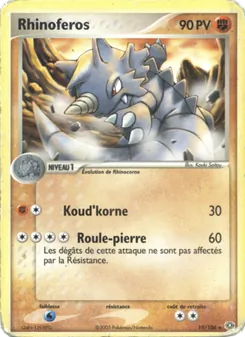 Carte Rhinoféros de l'extension EX Émeraude, numéro 19/106