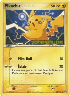Carte Pikachu de l'extension EX Émeraude, numéro 60/106