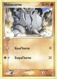 Carte Rhinocorne de l'extension EX Émeraude, numéro 62/106