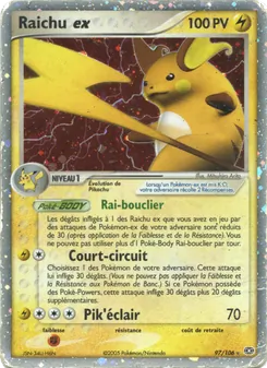 Carte Raichu ex de l'extension EX Émeraude, numéro 97/106