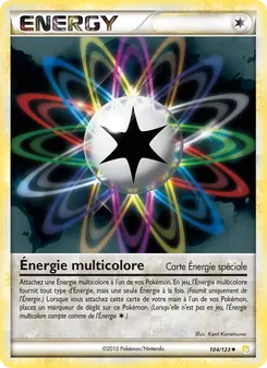 Carte Énergie multicolore de l'extension HeartGold SoulSilver, numéro 104/123