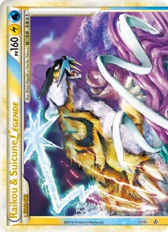 Carte Raikou & Suicune LÉGENDE (haut) de l'extension Déchaînement, numéro 92/95