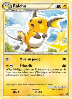 Carte Raichu de l'extension Indomptable, numéro 33/90
