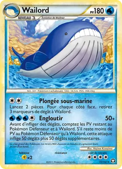 Carte Wailord de l'extension Triomphant, numéro 31/102