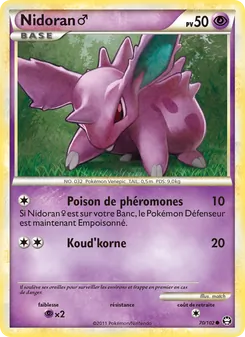 Carte Nidoran♂ de l'extension Triomphant, numéro 70/102