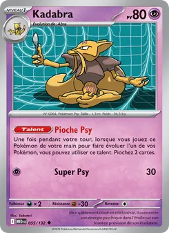 Carte Kadabra de l'extension Méga-Évolution, numéro 055/132
