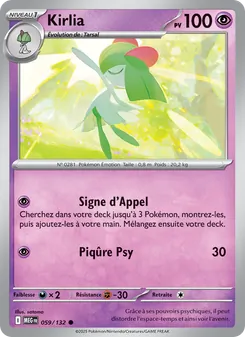 Carte Kirlia de l'extension Méga-Évolution, numéro 059/132