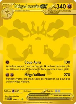 Carte Méga-Lucario-ex de l'extension Méga-Évolution, numéro 188/132
