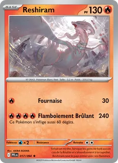 Carte Reshiram de l'extension Flammes Fantasmagoriques, numéro 017/94