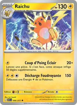 Carte Raichu de l'extension Héros Transcendants, numéro 056/217