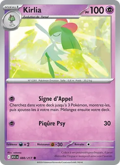 Carte Kirlia de l'extension Héros Transcendants, numéro 088/217