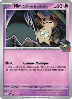 Carte Mimiqui de la Team Rocket de l'extension Héros Transcendants, numéro 097/217