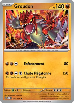 Carte Groudon de l'extension Héros Transcendants, numéro 108/217