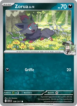 Carte Zorua de N de l'extension Héros Transcendants, numéro 136/217