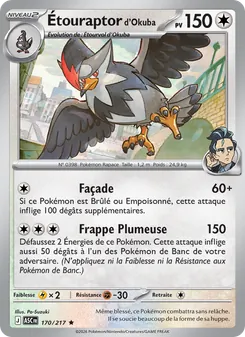 Carte Étouraptor d'Okuba de l'extension Héros Transcendants, numéro 170/217