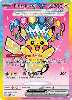 Carte Pikachu-ex de l'extension Héros Transcendants, numéro 277/217