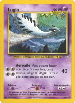 Carte Lugia de l'extension Neo Revelation, numéro 20/64