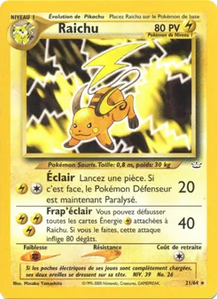 Carte Raichu de l'extension Neo Revelation, numéro 21/64