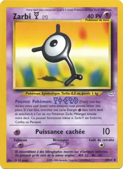Carte Zarbi Y de l'extension Neo Revelation, numéro 40/64