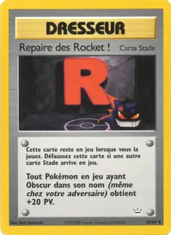 Carte Repaire des Rocket ! de l'extension Neo Revelation, numéro 63/64