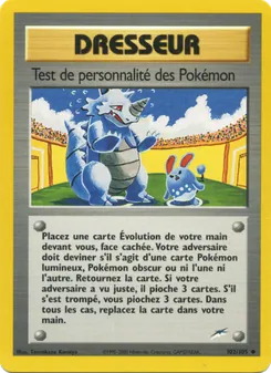 Carte Test de personnalité des Pokémon de l'extension Neo Destiny, numéro 102/105