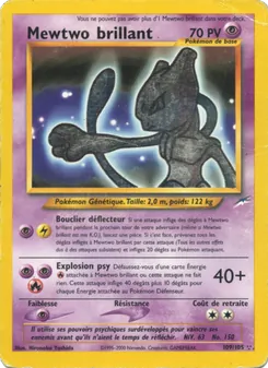 Carte Mewtwo brillant de l'extension Neo Destiny, numéro 109/105