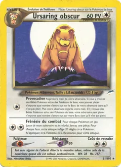 Carte Ursaring obscur de l'extension Neo Destiny, numéro 21/105