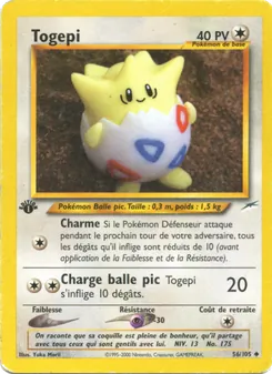 Carte Togepi de l'extension Neo Destiny, numéro 56/105