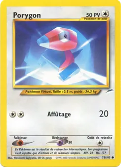 Carte Porygon de l'extension Neo Destiny, numéro 78/105