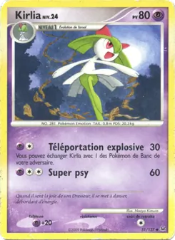 Carte Kirlia de l'extension Platine, numéro 51/127