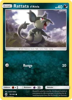 Carte Rattata d’Alola de l'extension Soleil et Lune, numéro 76/149