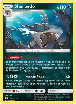 Carte Sharpedo de l'extension Soleil et Lune, numéro 82/149