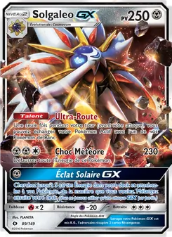 Carte Solgaleo GX de l'extension Soleil et Lune, numéro 89/149