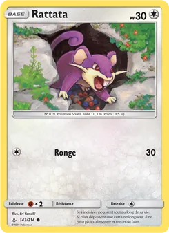 Carte Rattata de l'extension Alliance Infaillible, numéro 143/214