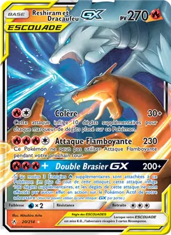 Carte Reshiram et Dracaufeu GX de l'extension Alliance Infaillible, numéro 20/214