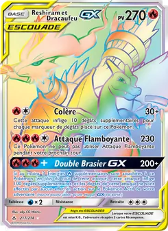 Carte Reshiram et Dracaufeu GX de l'extension Alliance Infaillible, numéro 217/214