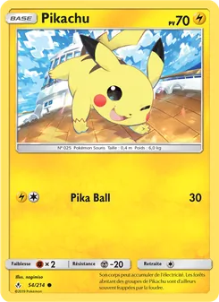 Carte Pikachu de l'extension Alliance Infaillible, numéro 54/214