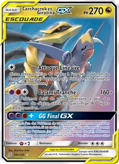 Carte Carchacrok et Giratina GX de l'extension Harmonie des Esprits, numéro 146/236