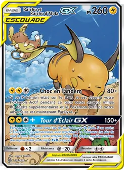 Carte Raichu et Raichu d’Alola GX de l'extension Harmonie des Esprits, numéro 221/236