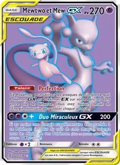 Carte Mewtwo et Mew GX de l'extension Harmonie des Esprits, numéro 222/236
