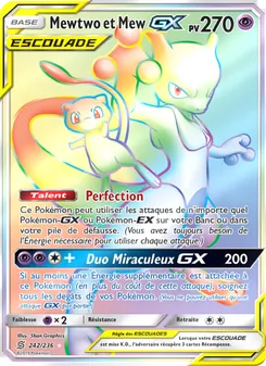 Carte Mewtwo et Mew GX de l'extension Harmonie des Esprits, numéro 242/236