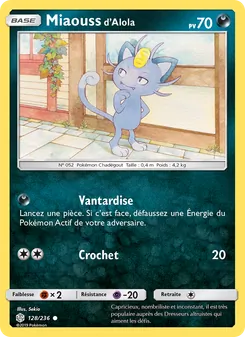 Carte Miaouss d’Alola de l'extension Éclipse Cosmique, numéro 128/236