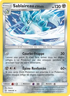 Carte Sablaireau d’Alola de l'extension Éclipse Cosmique, numéro 138/236
