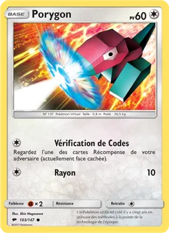 Carte Porygon de l'extension Ombres Ardentes, numéro 103/147