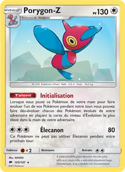 Carte Porygon-Z de l'extension Ombres Ardentes, numéro 105/147