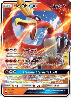 Carte Ho-Oh GX de l'extension Ombres Ardentes, numéro 21/147
